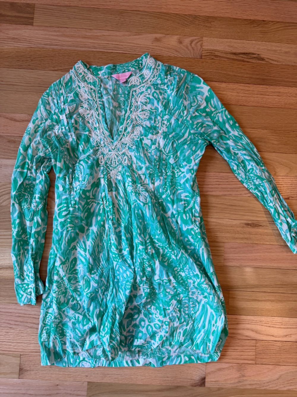 Lilly Pulitzer Green White Printed Tunic